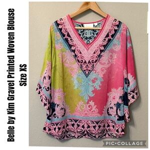 Belle by Kim Gravel Printed Woven Blouse Size XS